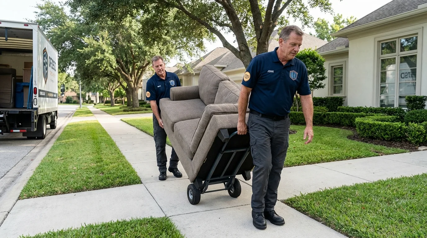 Local residential moving crew loading furniture in Oak Creek, WI
